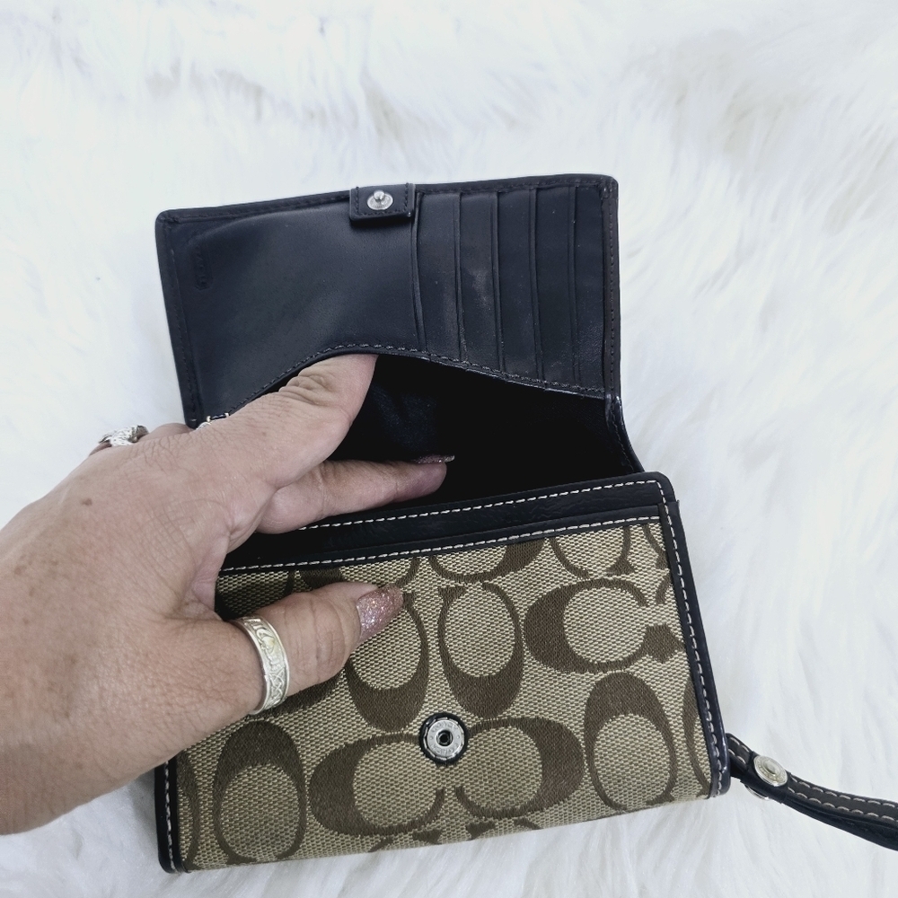 Coach Signature Print & Leather Wallet - Picture 16 of 17